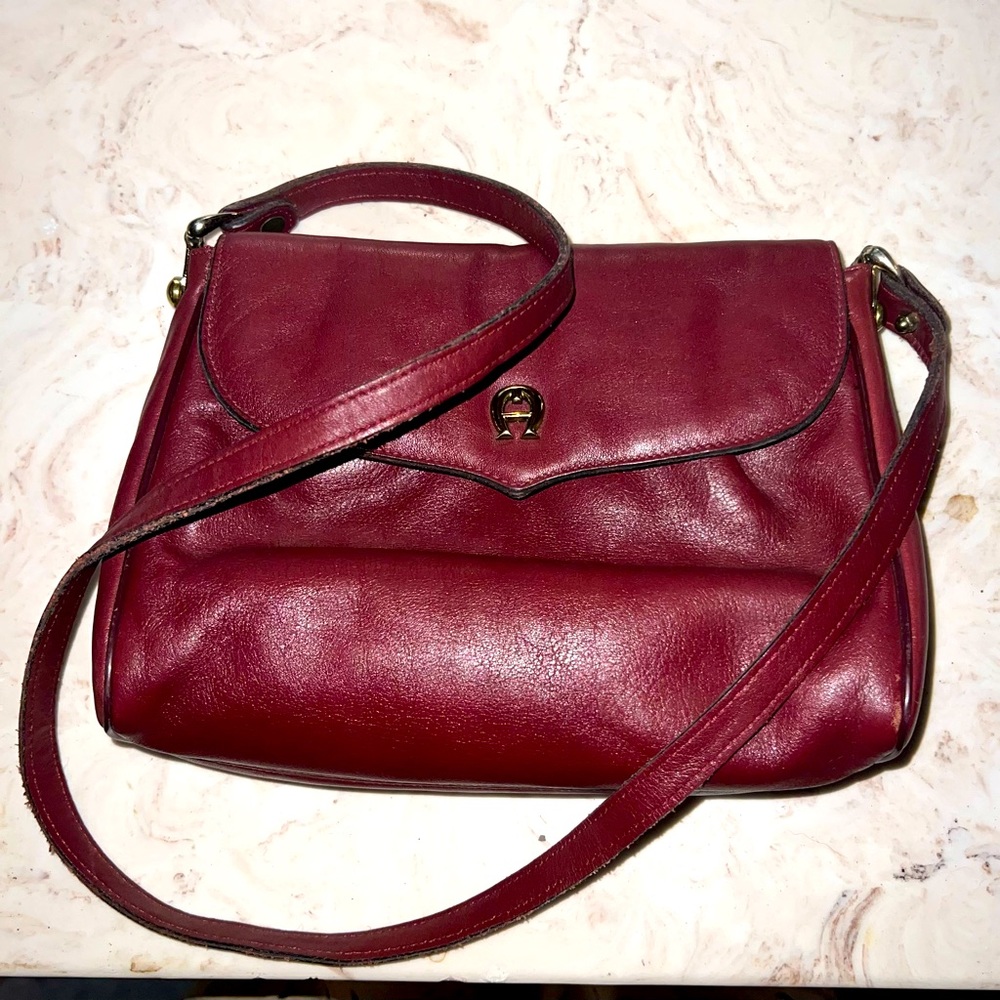 Etienne Aigner Vintage Classic Dark Burgundy Leather Shoulder / Crossbody Bag